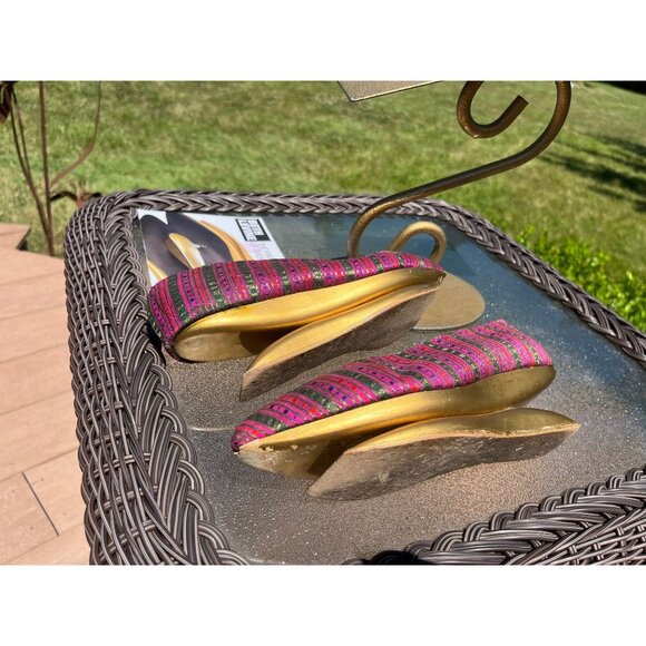 Vtg Herbert Levine KABUKI Shoes Beth Levine 60s Fine Silk Intricate Purple 4 1/2 - Picture 10 of 10